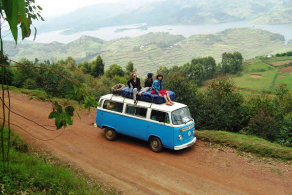 ‘Dude’ (Kombi van) by Lake Bunyonyi. 